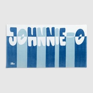 Johnnie-O block letter beach towel blue white